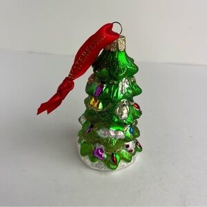 Waterford Holiday Heirlooms Green Christmas Tree Glass Ornament #153721 4.5”
